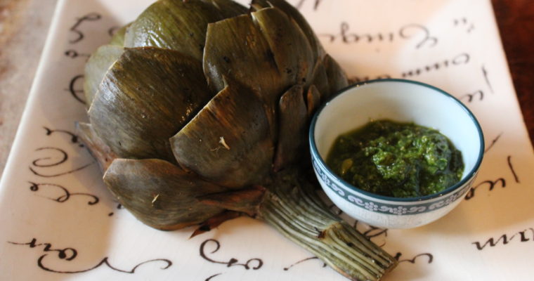 Grilled Artichokes with Pesto