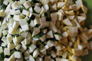 diced zucchini and yellow squash