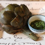 grilled artichoke with pesto