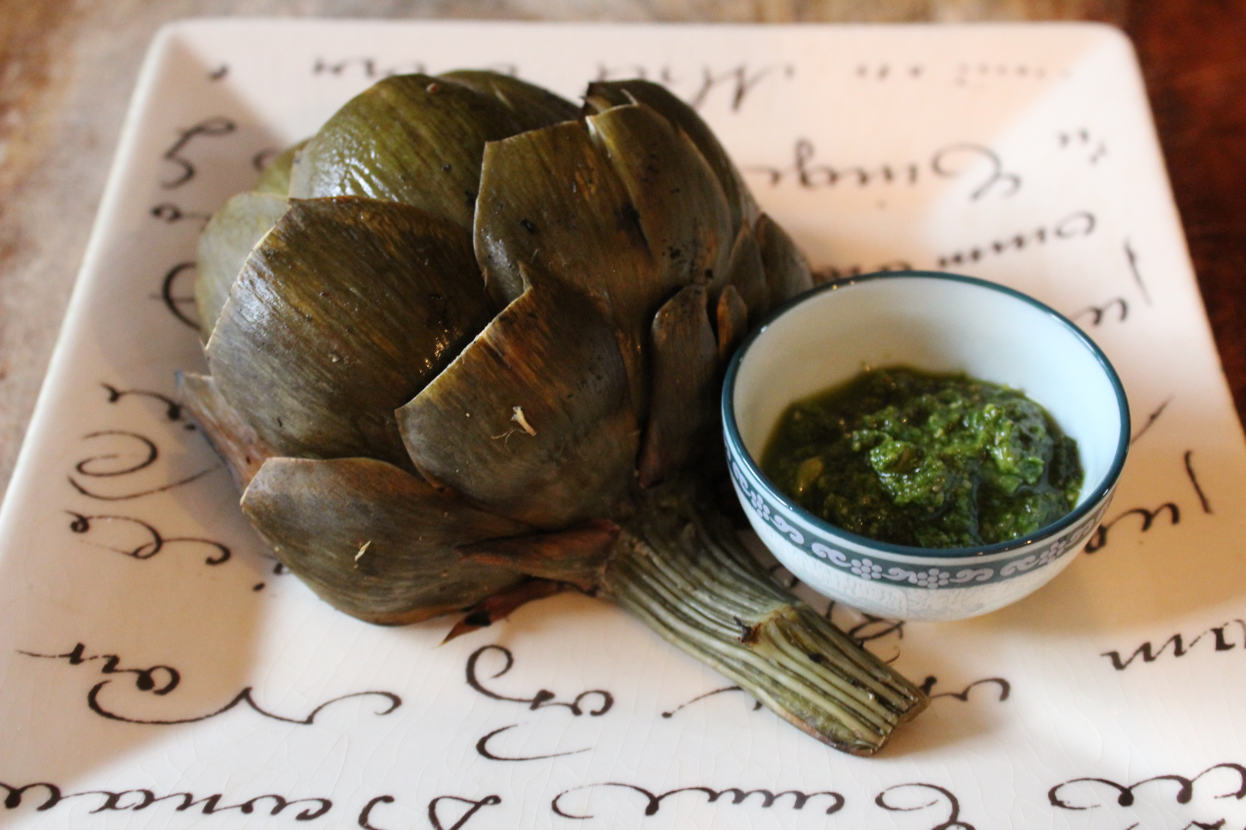 Grilled Artichokes with Pesto